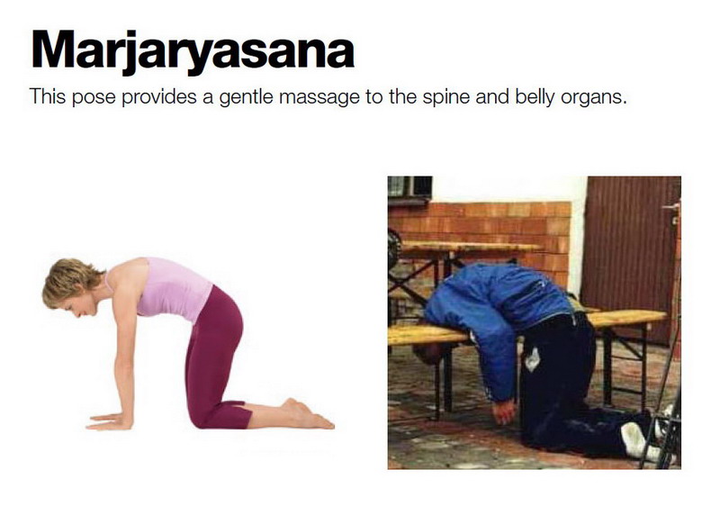 Marjaryasana — Эта поза обеспечивает нежный массаж органам брюшной полости и спинному хребту